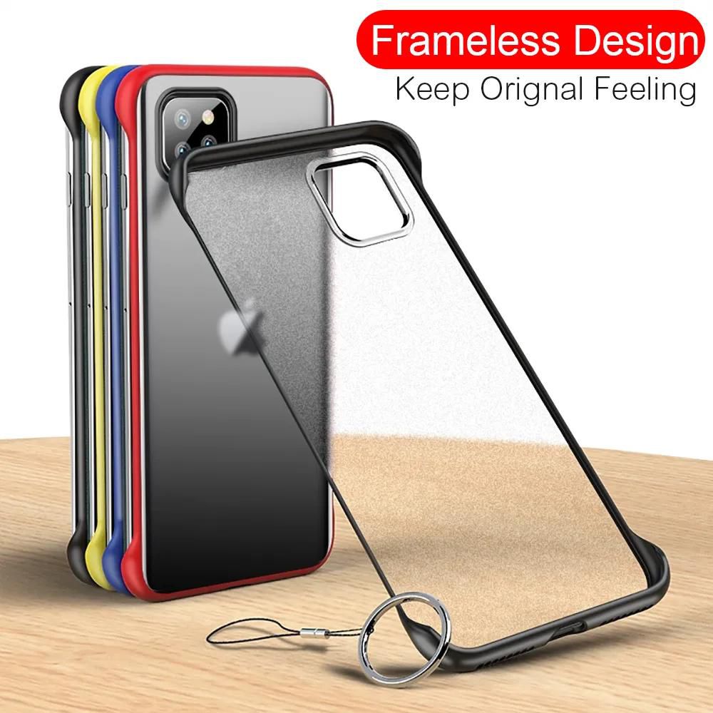 For iPhone 11 Pro Max Translucent Matte Case For iPhone 7 8 6 6S Plus X XS Max XR With Ring Lanyard