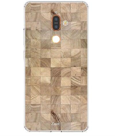 Protective Case Cover For Nokia 7 Plus Wooden Square Pattern