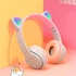 سماعة رأس لاسلكية للألعاب، سماعة بشكل أذن قطة بالبلوتوث 5.0، سماعات رأس للأطفال، سماعات رأس LED بلوتوث فوق الأذن للأطفال والكبار (بلون أزرق غامق)