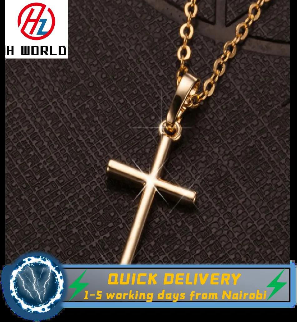 HW Gold Fashion Cross Pendant Necklace clavicle chain ORNAMENT