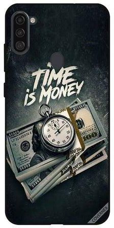غطاء حماية واق لهاتف سامسونج جالاكسي A11 تصميم بعبارة "Time Is Money"