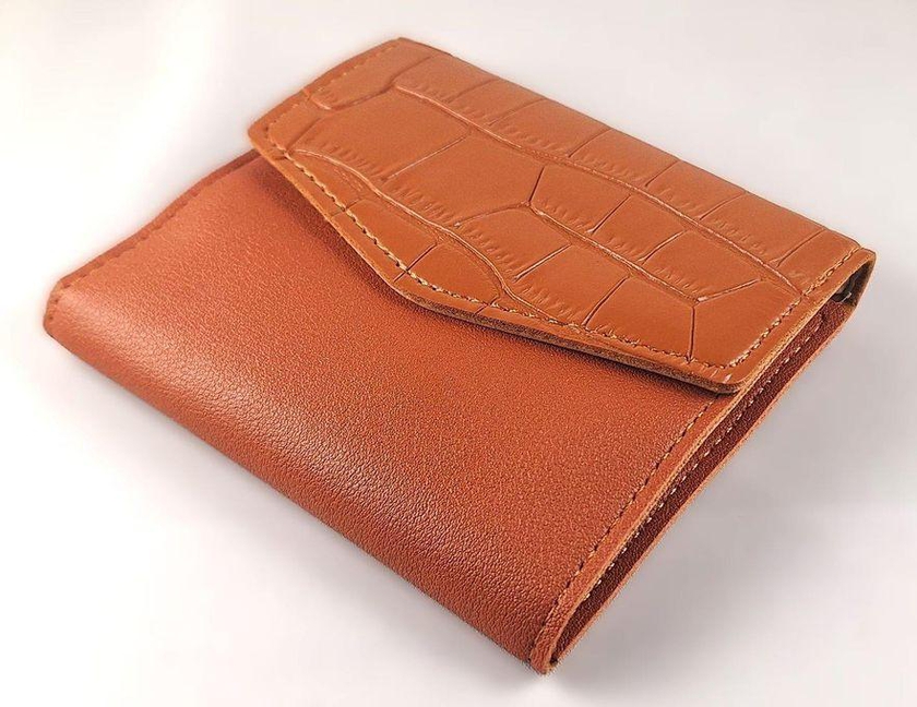 Elegant Slim Wallet - Camel Color Leather