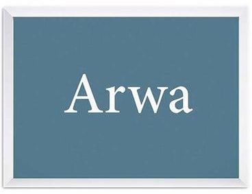 Arwa Name Wall Art Painting With Frame Blue 32x22centimeter