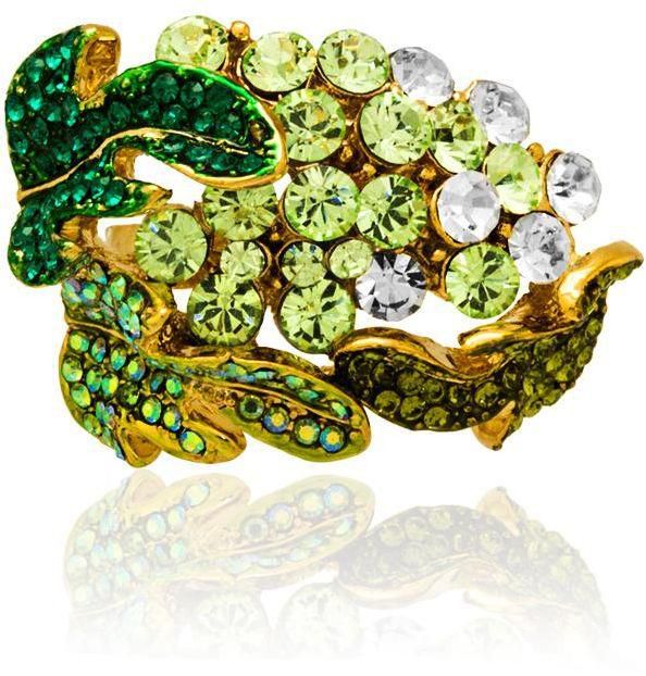 Anna Bella Women's Yellow Gold Plated with Green Crystal - Size 18