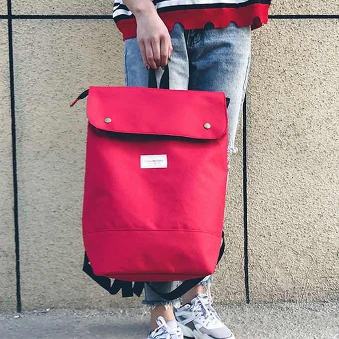 Neworldline Women Teenage Girl Boy Zipper Backpack School Bags Fashion Shoulder Bag - Red