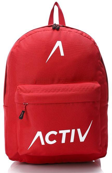 Activ Front Pocket Plain Pattern Backpack - Red