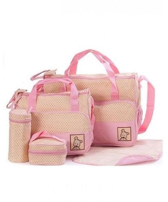 Bear Club Shoulder Diaper Bag, Multi Pockets Waterproof Nappy Bag For Travel, Large Capacity And Stylish -Pink.