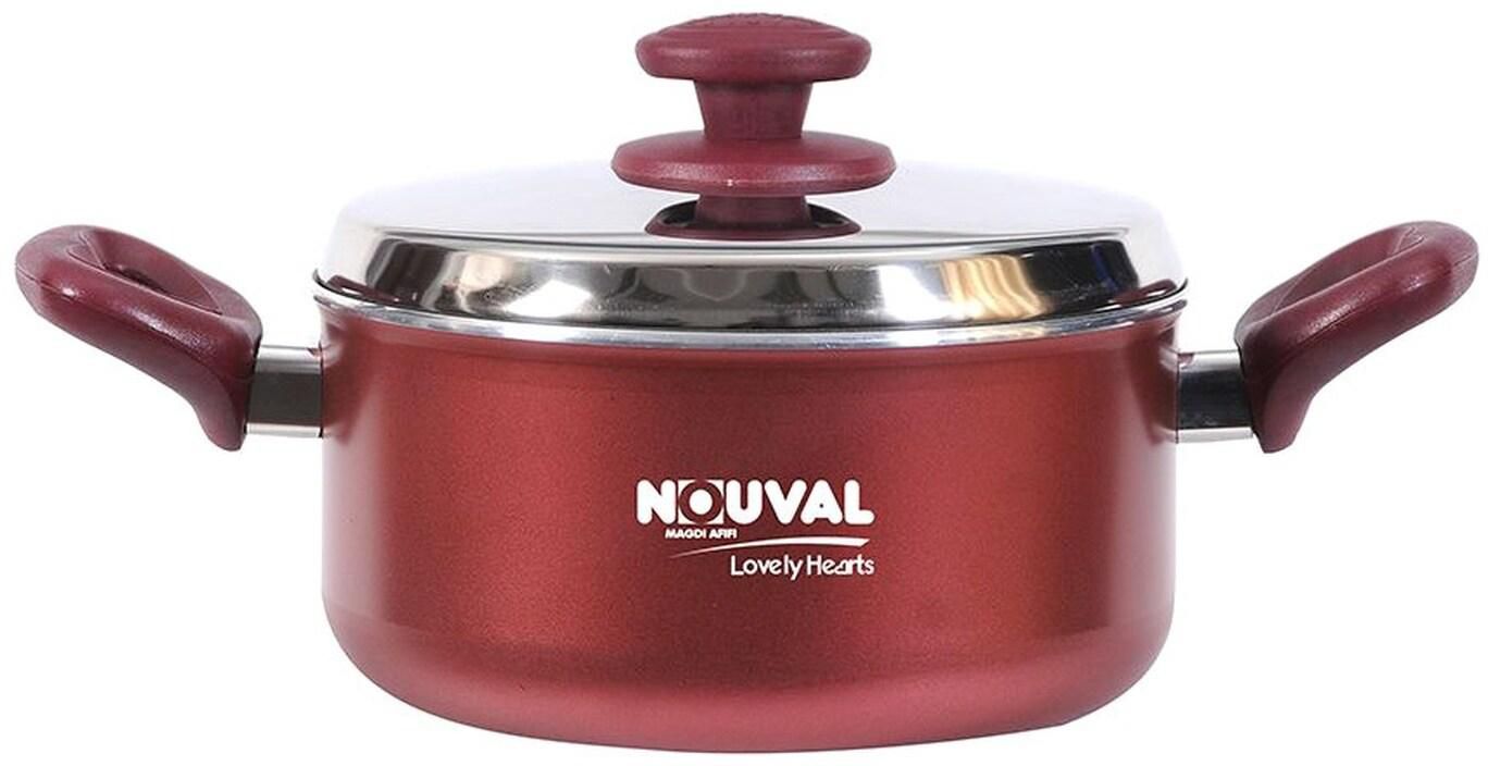 Nouval Lovely Hearts Pot With Stainless Steel Lid - 28cm - Red