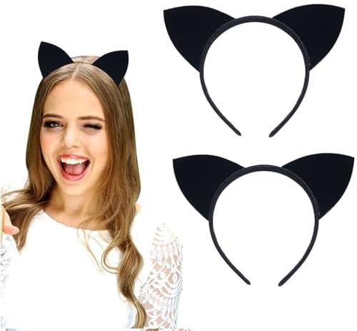 Cat Ears Headband, Soft Fabric Cat Ears Halloween Headband, Alice Hair Band, Halloween Costumes Accessories, Fancy Dress for Women Kids Girls, Animation Cosplay Party Costume, Masquerade Ball(6 Pack)