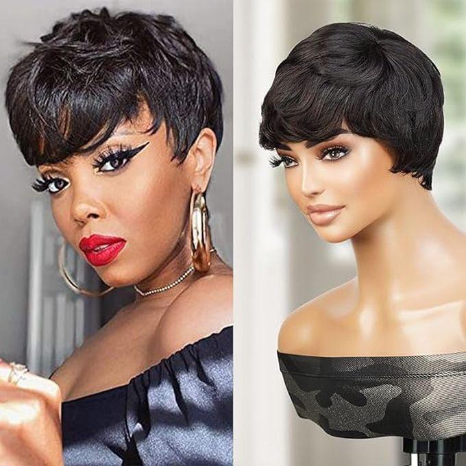 Short Wavy Thermal Synthetic Hair Wig In Black