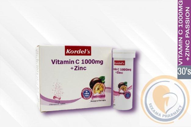 Kordels Vitamin C 1000mg + Zinc Effervescent Passion Fruit 3x10s