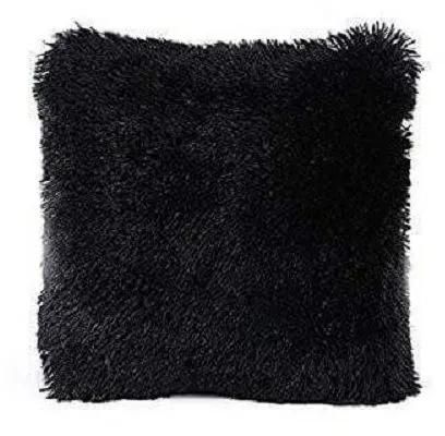 1PC Black Fluffy Throw Pillow Cover - 18'' x 18''