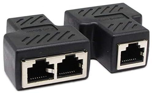 Poyiccot RJ45 Splitter Adapter, Ethernet Splitter 1 to 2 Network Adapter CAT 5/CAT 6 LAN Splitter Ethernet Socket Connector Adapter 1 Pair