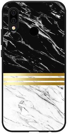 Protective Case Cover For Huawei Nova 3e/ P20 Lite Black Gold Marbil