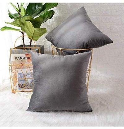 3-Piece Solid Pattern Decorative Pillow Polyester Grey 65x65centimeter