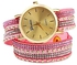 Generic Women Quartz Watch Rivet Leather Strap Wristwatch Bracelet For Ladies-LIGHT PINK