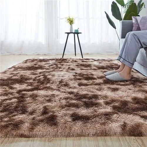 Fluffy Carpets 5*8 Brown Patched