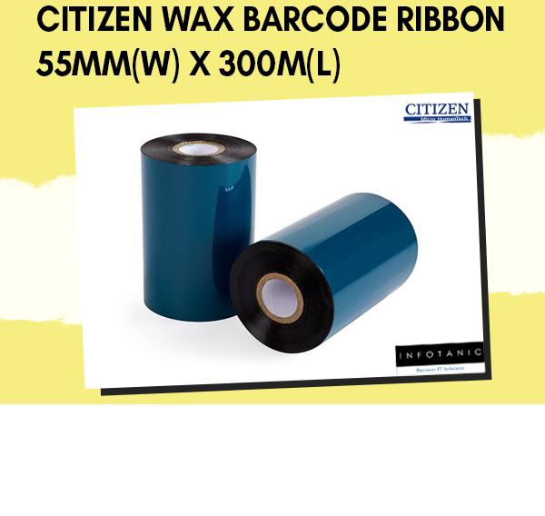 Citizen Wax Barcode Ribbon 55mm(W) x 300m(L)