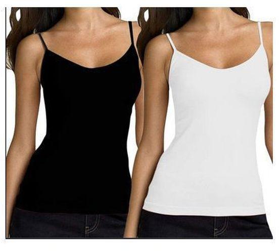 2pcs Ladies Cotton Camisole - Black, White