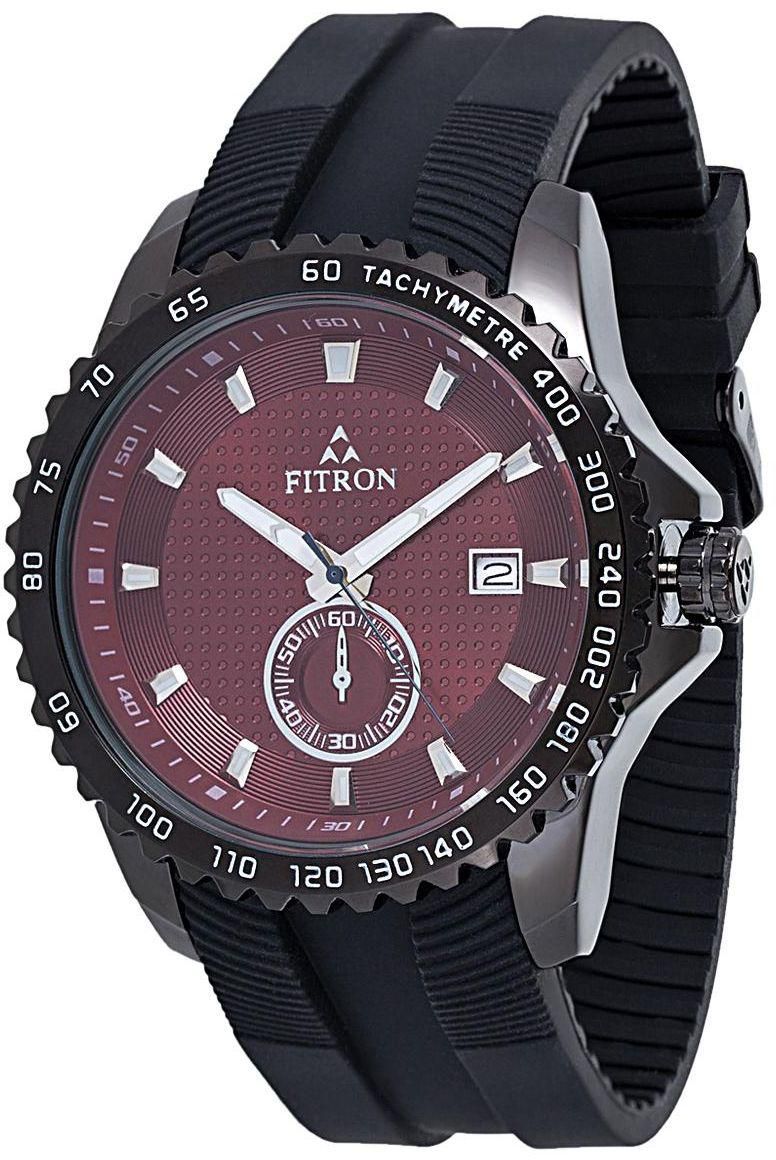 Fitron Men's Red Dial Rubber Band Watch - FT8224M020240