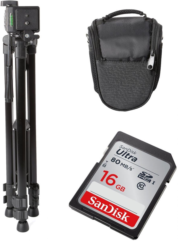 Power TR380 Light Weight Tripod + SanDisk Ultra SDHC 16GB Memory Card + Carry Case