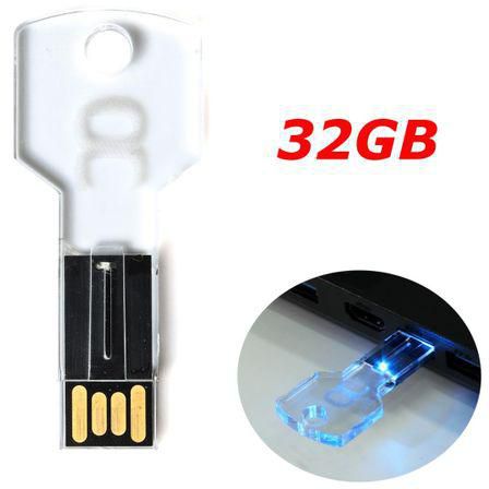 32GB Transparent Acrylic Key Shape USB2.0 Flash Stick Memory Drive Thumb