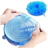 6Pcs/ Set Reusable Universal Silicone Saran Wrap Cover Lids Food Bowl Pot Stretch Kitchen Vacuum Seal Bowls BLUE , 2724749388707