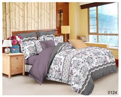 6 Piece Comforter Cover Set, Duvet Cover + Fitted Bed Sheet + 4 Pillow Cover