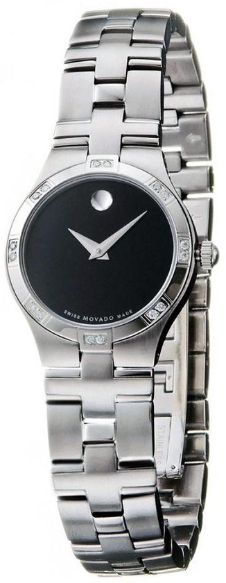 Movado Silver Stainless Black dial Watch for Women 0605032