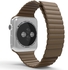 Apple Watch 38mm - Magnetic Lock Quilted Venezia Leather Loop Band Strap With Glass Screen Protector Brown