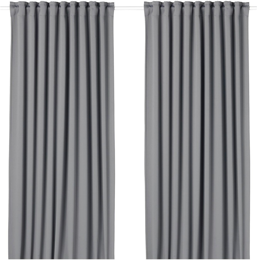 MAJGULL Block-out curtains, 1 pair - grey 145x300 cm
