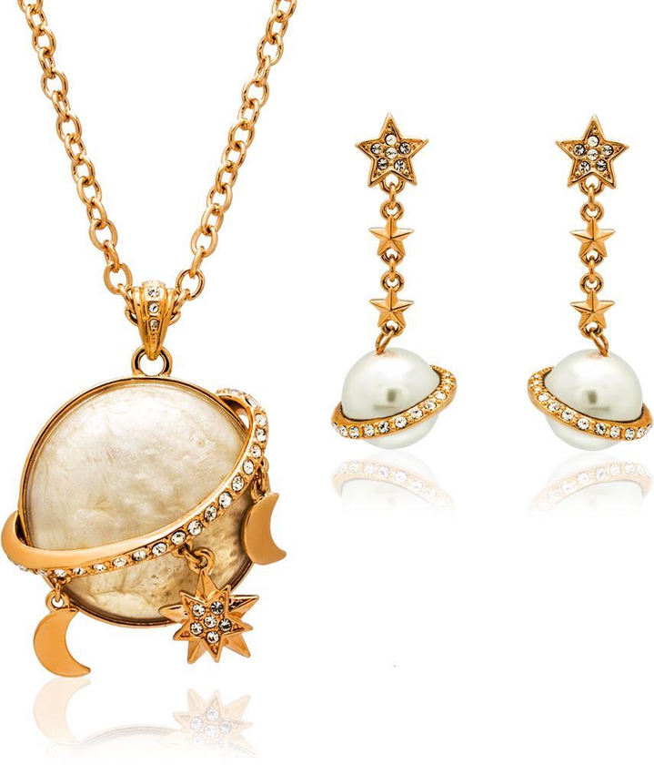 18K Yellow Gold Plated Star and Moon Pendant Set [ND208]