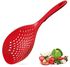 Scoop Colander Strainer Spoon, Slotted Spoon for Cooking, Heat Resistant Kitchen Cooking Utensils, Kitchen Spoon Strainer with Handle, mobzio Water Leaking Shovel Colander for Cooking (Large, Red)