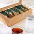 منظم صندوق الشاي، منظم اكياس الشاي فانجوني من الخيزران مع 5 اقسام لتخزين المجوهرات والسكر