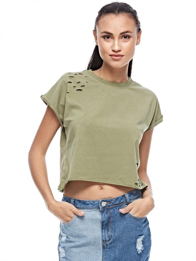 Missguided Crop Top for Women - Khaki