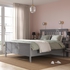 HEMNES Bed frame - grey stained/Leirsund 140x200 cm