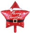 1 Piece Star Shape Merry Christmas Mylar Foil Balloons Decorations in Red Color and Santa Print Design Mylar Balloon Christmas Party Favors (18x45cm.)