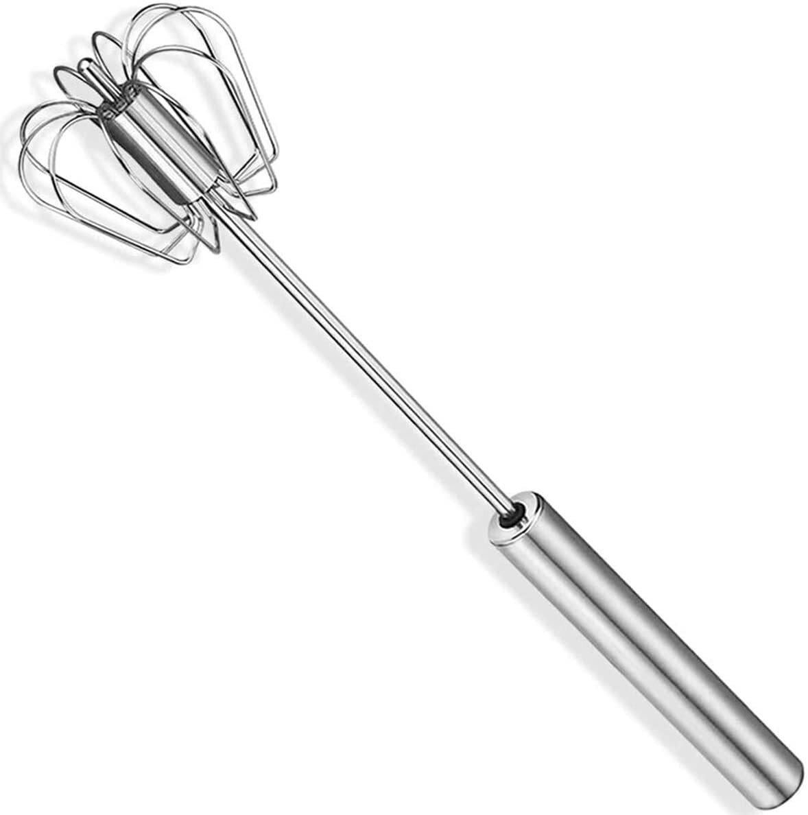 Stainless Steel Semi-Automatic Egg Whisk 12&rdquo;, Hand Push Egg Beater Mixer Blender for Kitchen Cooking