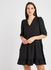 Solid Pattern Ruffled Hem Mini Dress Black