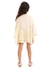 Kady 3/4 Sleeves Cardigan Knitted Pattern Open Neckline Girls Set - Beige, Gold & White