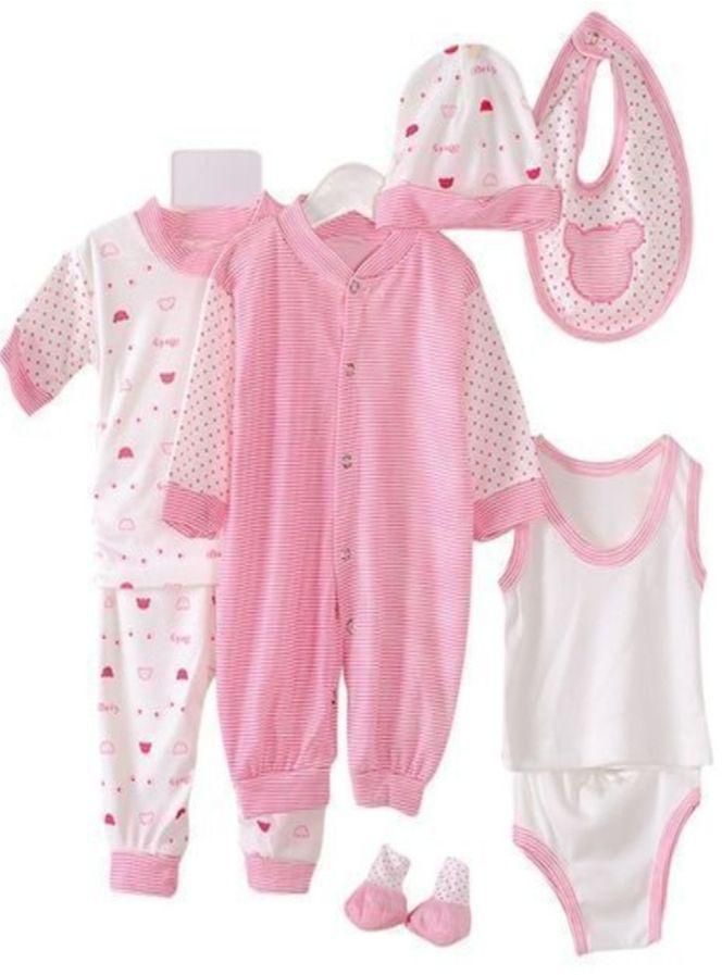 8pcs Cotton Clothes Set For Newborn Babies - Pink