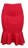 Red Bodycon Peplum Skirt