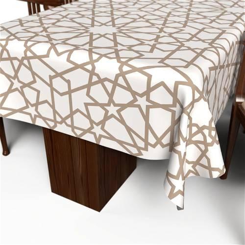 Nova Multiple Sizes, Tablecloth , Beige & White - KM-EG10-72