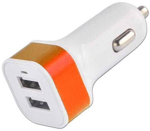 Square Shape Dual USB 5V 1A 2A Car Charger for Samsung Galaxy S3 S4 S5 Note 2 3 4 & iPad - Orange