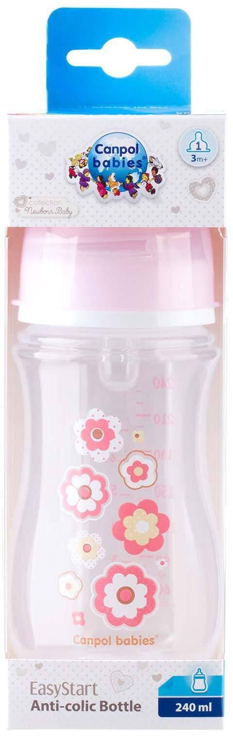Canpol Wide Neck Baby Bottle - 240 ml - +3 Months - Pink