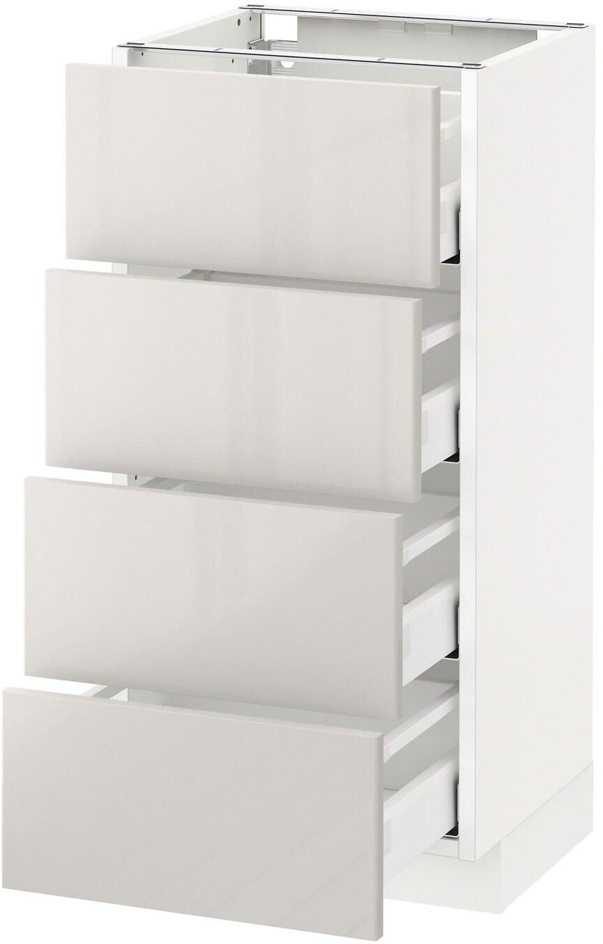 METOD / MAXIMERA Base cab 4 frnts/4 drawers - white/Ringhult light grey 40x37 cm