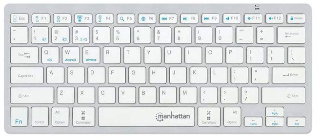 Manhattan منهاتن لوحة مفاتيح لاسلكي Ultra Slim Dual-Mode - فضي / أبيض