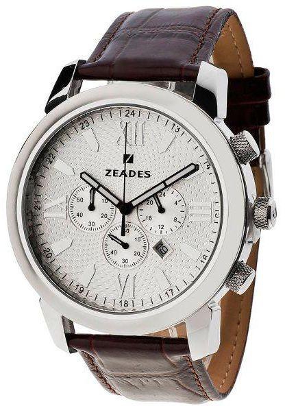 Zeades Cossium Men's Silver Dial Leather Band Chronograph Watch - ZWA01082