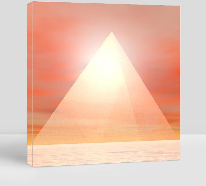 Transparent Pyramid Made of Glass in Front of Sunset
