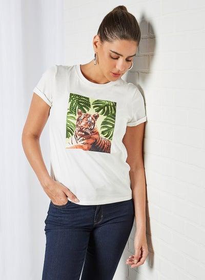 Tiger Print T-Shirt Snow White Tiger